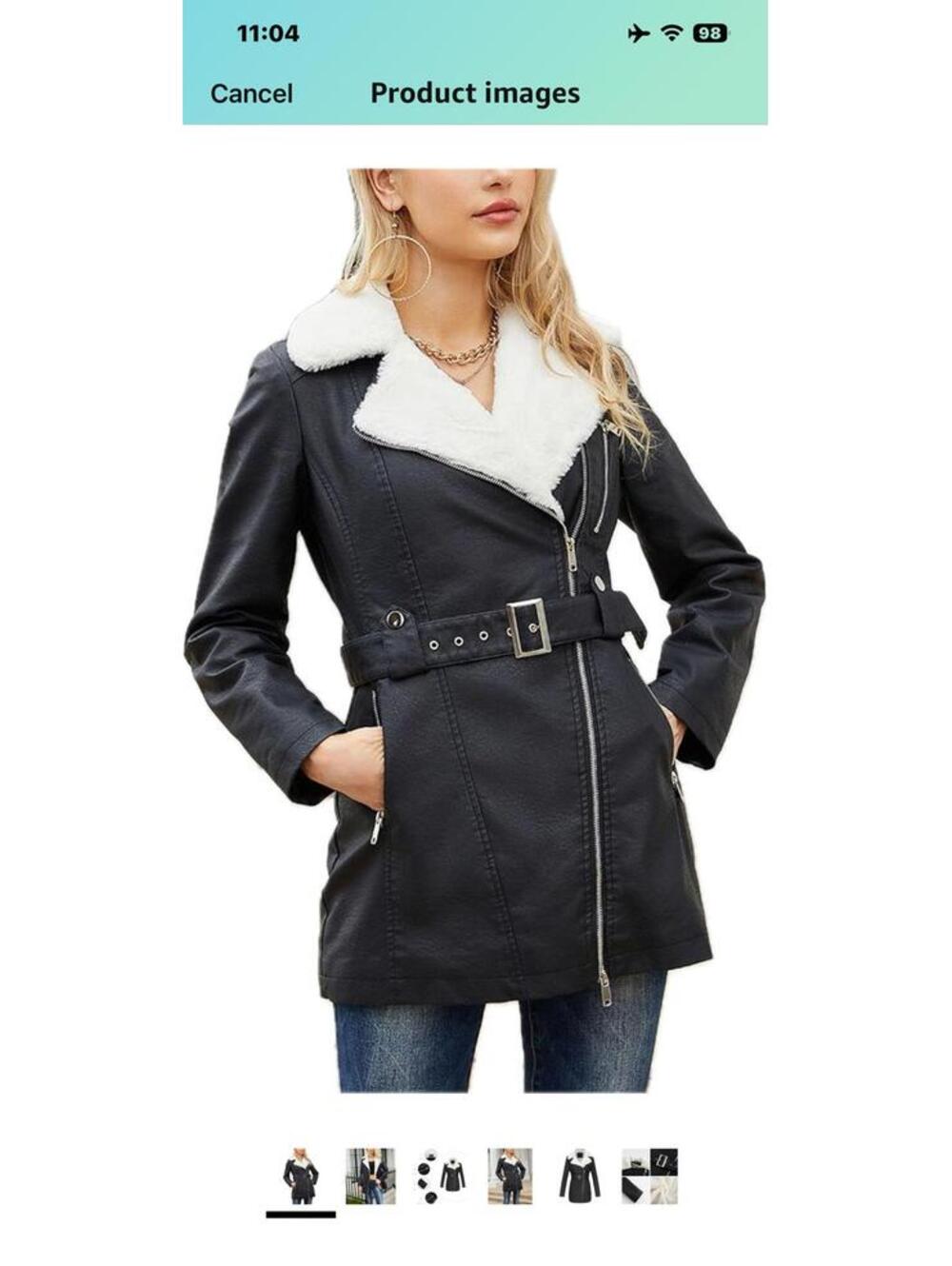 Women's Faux Suede Aviator Coat M – Winter Long Jacket W57